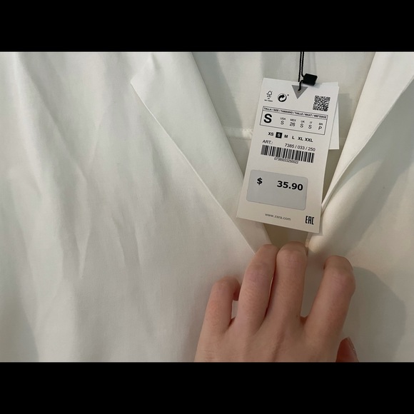 Zara white blouse crop top collar - Picture 2 of 3